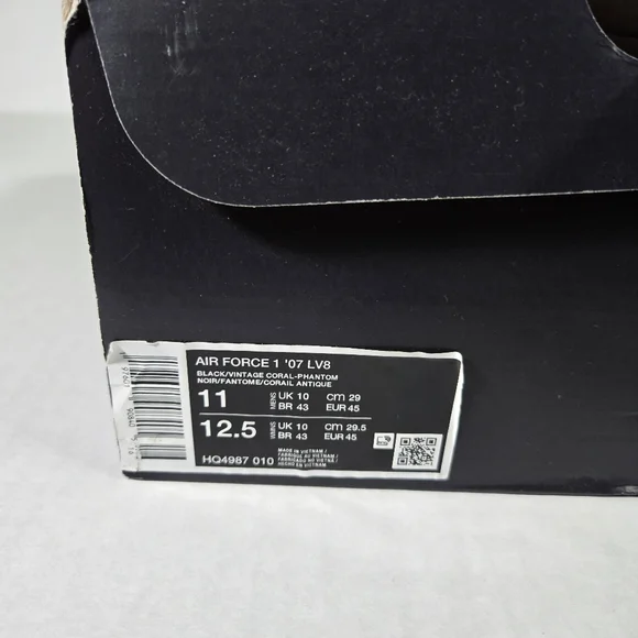 Nike Air Force 1 Low '07 LV8 Black Size 11 Vintage Coral Phantom HQ4987-010 Men - Picture 9 of 11